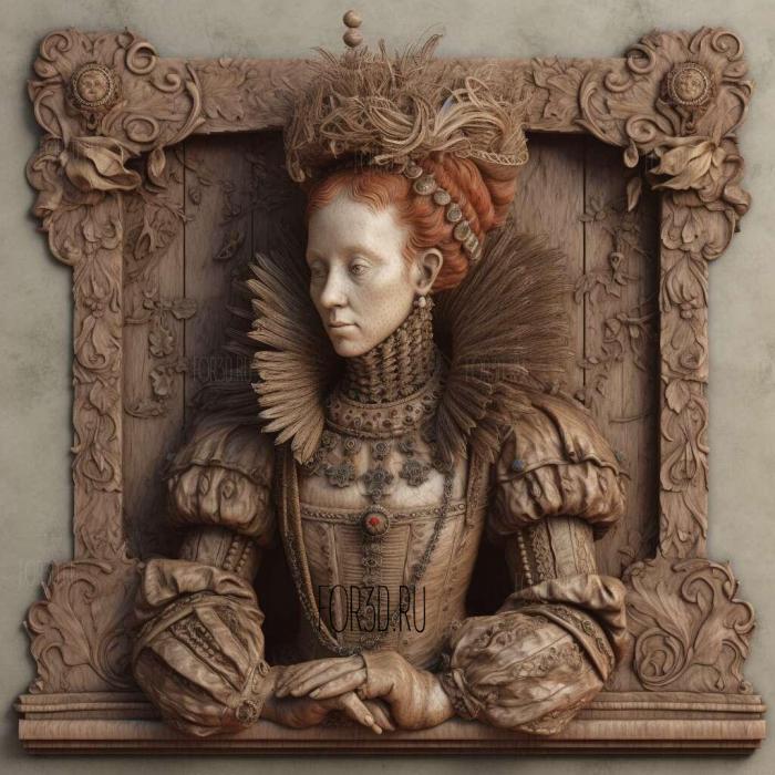 Elizabeth I 3 stl model for CNC